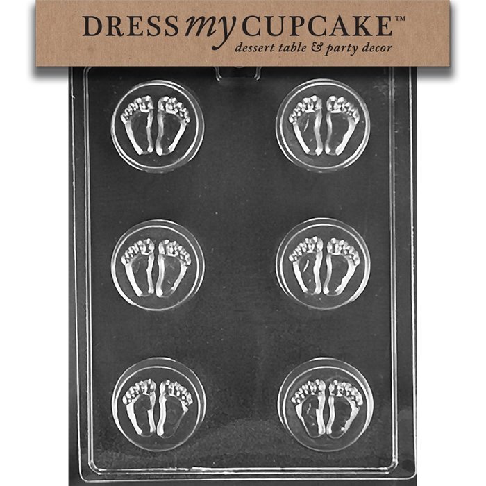 Dress My Cupcake Chocolate Candy Mold, Baby Feet Cookie Mold, Baby Shower
