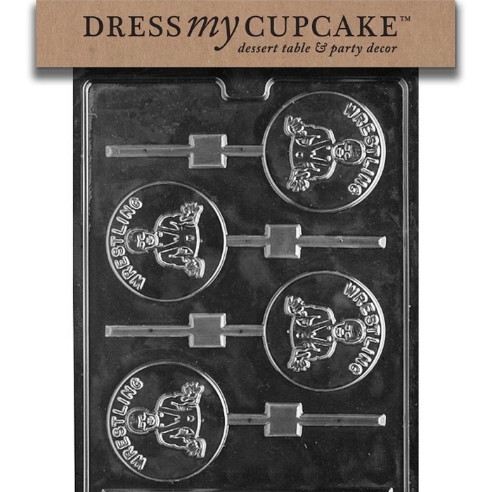 Dress My Cupcake DMCS029SET Chocolate Candy Mold, Wrestler Lollipop, Set of 6