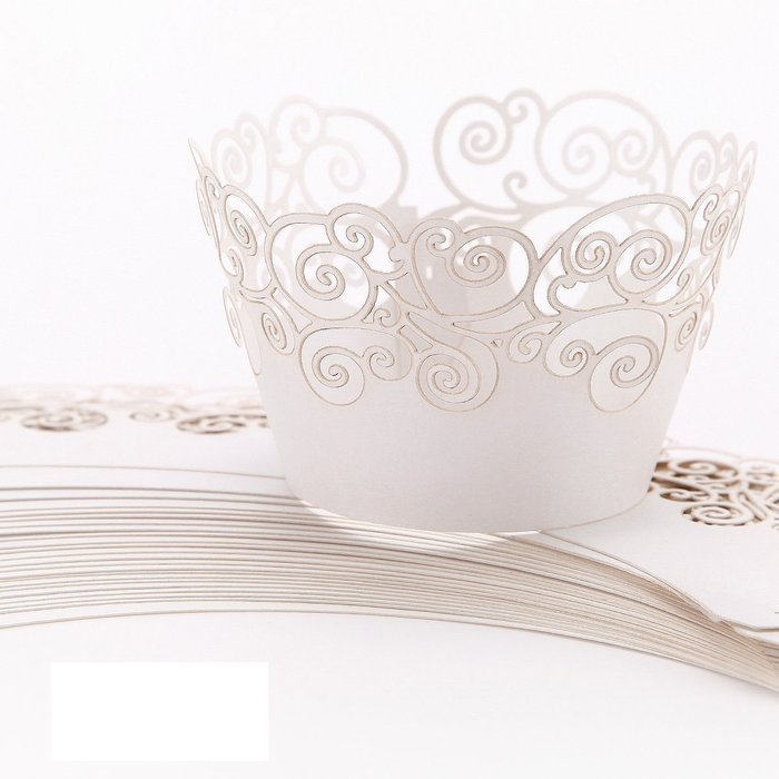 Cupcake wrapper-TOOGOO(R) 24pcs packaging cupcake muffin cupcake wrapper decoration wedding christening white... N5