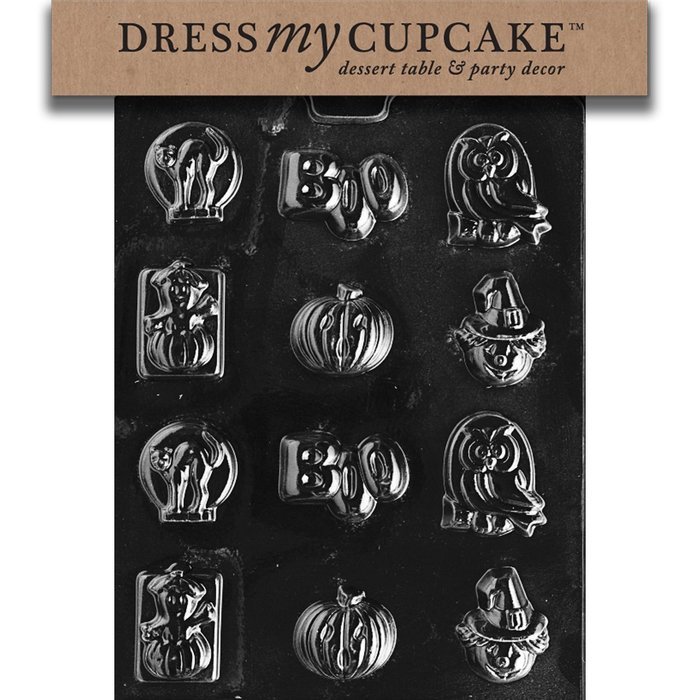 Dress My Cupcake DMCH006 Chocolate Candy Mold, Assorted with Boo, Halloween