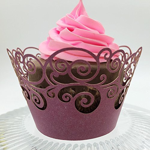 CozyT 50 PACK Cupcake Wrappers Artistic Bake Cake Paper Cups Vine Lace Laser Cut Liner Baking Cup Muffin Case... N12