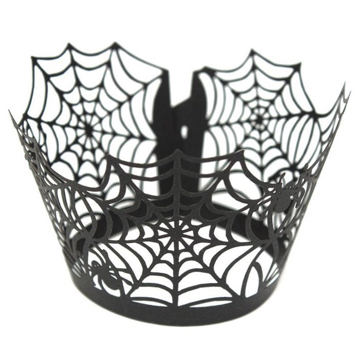 Gogoforward Halloween Cupcake Wrappers Hollow Cobwebs Cupcake Paper Baking Cup Laser Cut Design Cup Liners, Pack... N6
