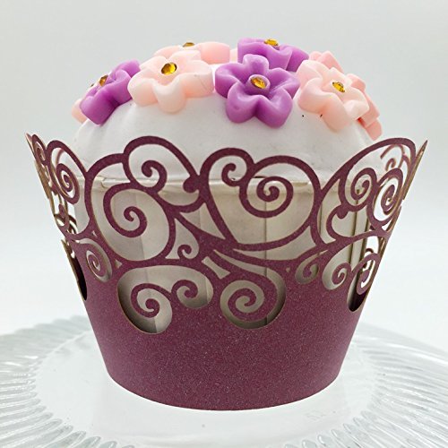 CozyT 50 PACK Cupcake Wrappers Artistic Bake Cake Paper Cups Vine Lace Laser Cut Liner Baking Cup Muffin Case... N13