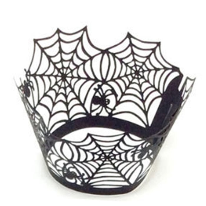 Gogoforward Halloween Cupcake Wrappers Hollow Cobwebs Cupcake Paper Baking Cup Laser Cut Design Cup Liners, Pack... N7