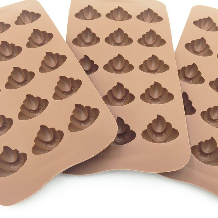 3pc Cute Funny Poop Emoji Candy Molds, Chocolate Molds, Silicone Molds, Soap Molds, Silicone Baking Molds Smile... N5