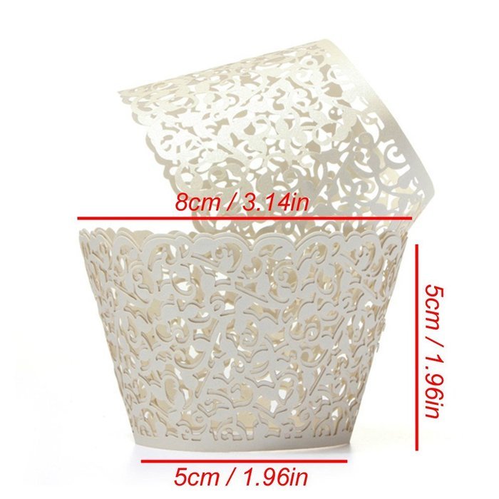 UNIQLED Filigree Artistic Bake Cake Paper Cups Little Vine Lace Laser Cut Liner Cupcake Wrappers Baking Cup Muffin... N22