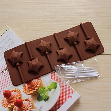 Sher Bakeware Silicone Star Shaped Baking Molds for Chocolate Lollipop
