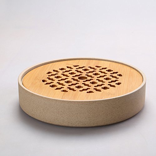 CCWY Ceramic dry foam plate Japanese style Kung Fu tea round tray bamboo seasoned millet mush pot of tea saucer... N5