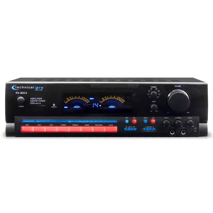 Technical Pro RX504 1500W 2Ch Integrated Amplifier & Pre-Amp Stereo Receiver N2