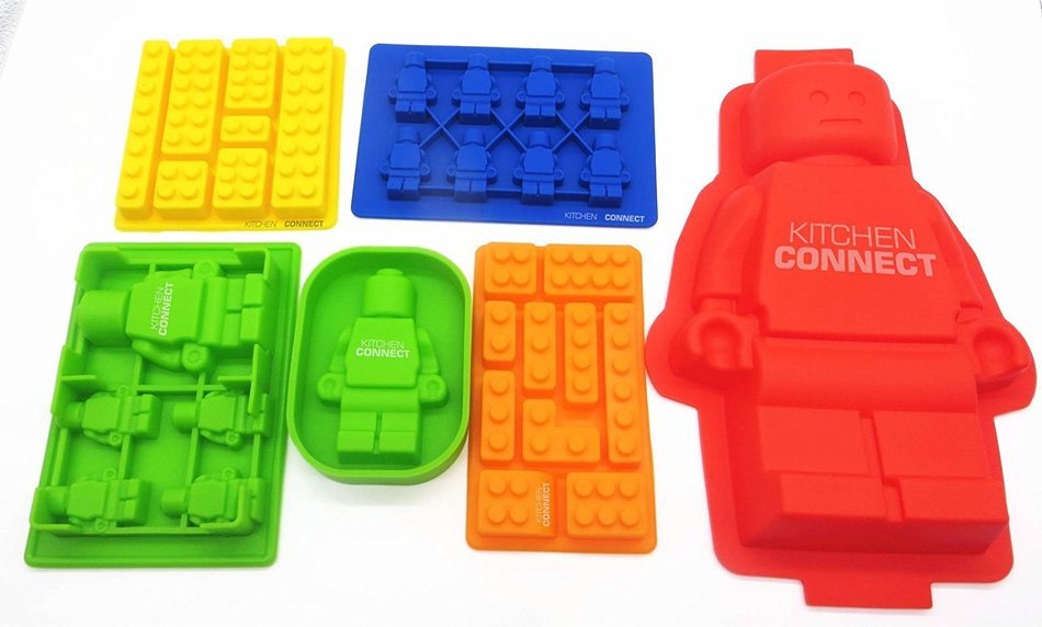 Kitchen Connect Premium Building Blocks,Bricks & Minifigure silicone molds,6pack for Ice Cube Molds,Chocolate... N2