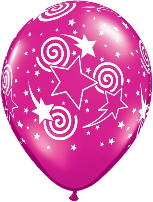 Pioneer Balloon Company 50 Count Swirling Star-A-Round Latex Balloon, 11", Assorted N5