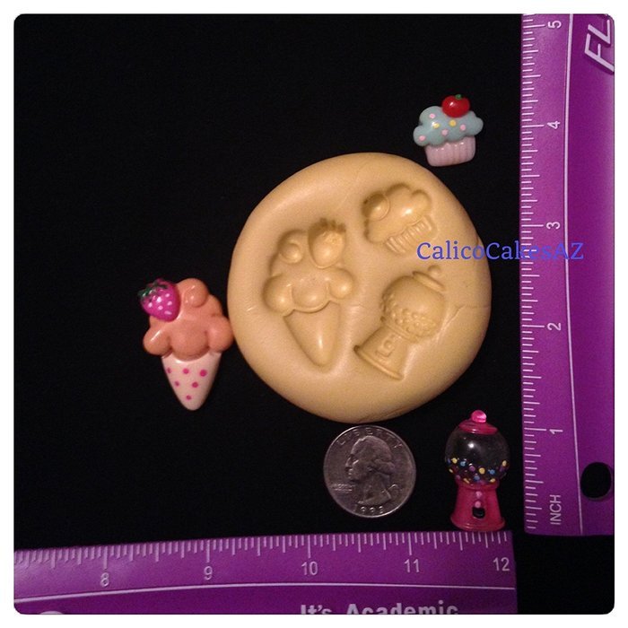 Ice Cream Cone Cupcake Bubble Gum Machine Fondant Mold Chocolate Candy Gumpaste Soap Resin Clay