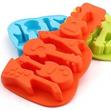 Sher Guitar Cookie Mold Silicone Ice Tray Soap Mold Mould (Random Color) N2