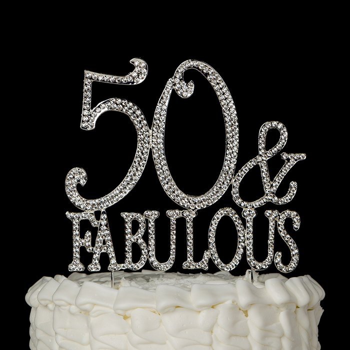 50 Cake Topper for 50th Birthday or Anniversary Gold Party Supplies and Decoration Ideas (Gold) N9