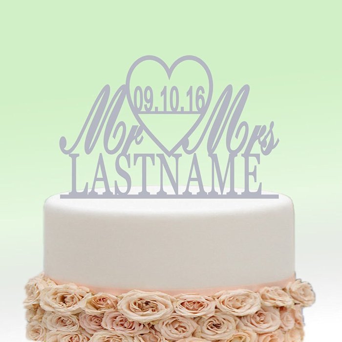 ivisi Wedding Cake Toppers Personalized Mr And Mrs (Design1)