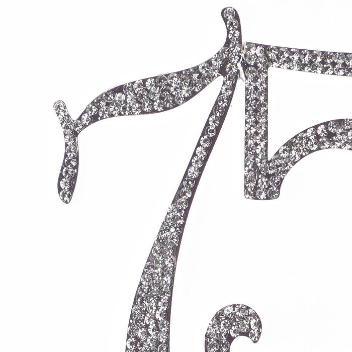 75 Cake Topper for 75th Birthday or Anniversary Crystal Rhinestone Number Decoration (Silver) N8