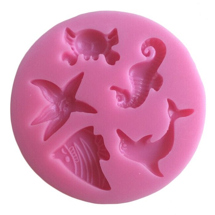 LYNCH Sea Animals Series 3D Silicone Mold Cookware Non-Stick Fondant Soap Mould,pink N5