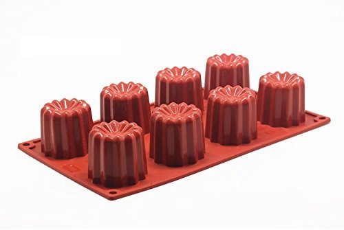 Astra shop 18 Cavities Mini Non-Stick Silicone Mold, Cannele Bordelais Multi Cavity Baking Mold, Red N5
