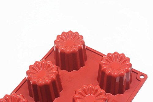 Astra shop 18 Cavities Mini Non-Stick Silicone Mold, Cannele Bordelais Multi Cavity Baking Mold, Red N6