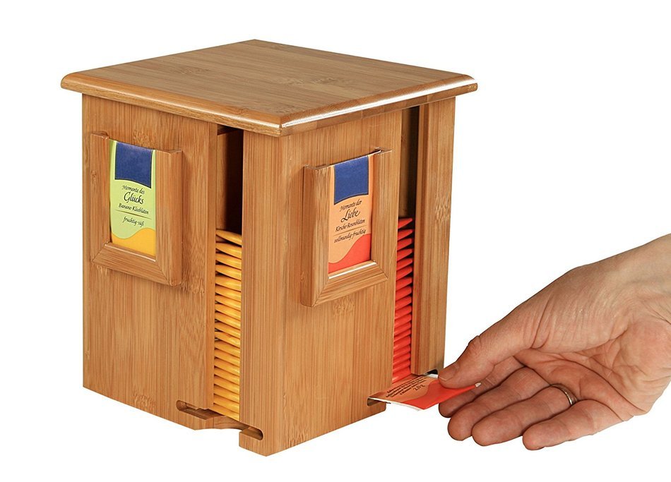 Kesper Tea Bag dispenser 6.3" x 6.3" x 7.87" of Bamboo, Brown N2