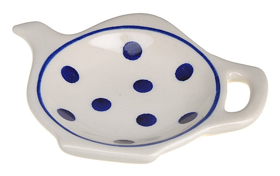 Classic Boleslawiec, Polish Pottery Hand Painted Ceramic Tea Bag Tidy, Diameter: 3.9 inch, 324-T-075 N2