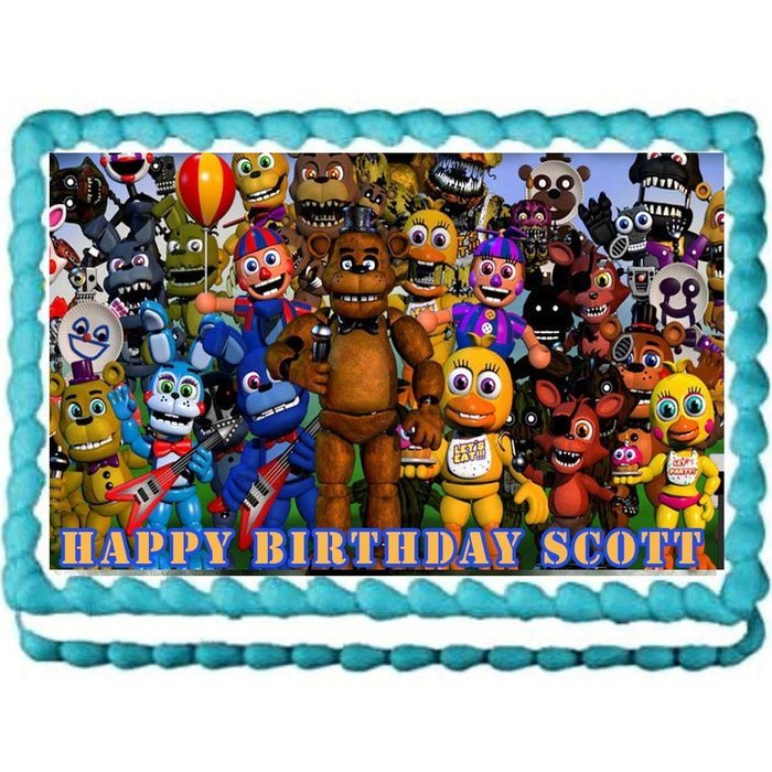 Five nights at Freddy's World party edible cake image cake topper -7.5"x10". ~ Pesonalized!