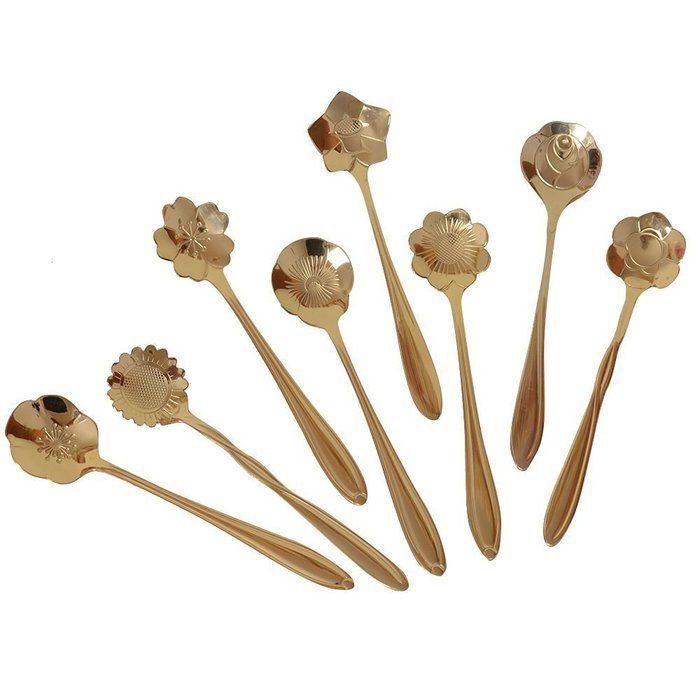 Allure Maek Set of 8 Stainless Steel Creative Spoon for Flower Coffee Spoon,Stirring Spoon, Sugar Spoon, Stir... N2