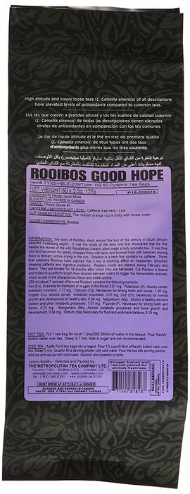 Metropolitan Tea 50 Count Pyramid Shaped Teabags, Rooibos Good Hope N2