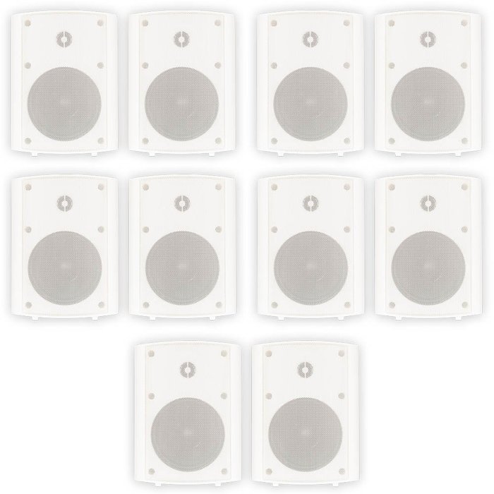 Theater Solutions TS5ODW Indoor or Outdoor Speakers Weatherproof Mountable White 5 Pair Pack