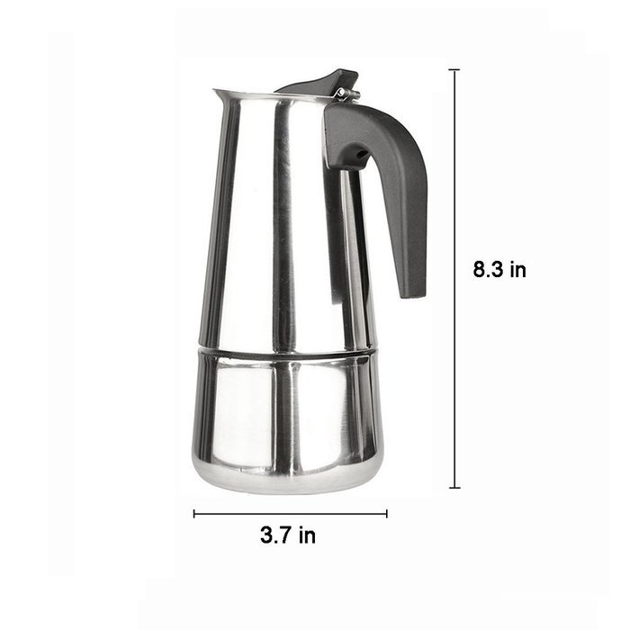 Stovetop Espresso Moka Pot, Stainless Steel Coffee Maker, 4 Cup N12