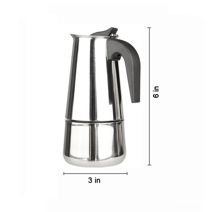 Stovetop Espresso Moka Pot, Stainless Steel Coffee Maker, 4 Cup N15