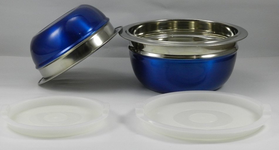 Stainless Steel 4-Piece Mixing/Storing Bowl Set with Lids (Blue) N8