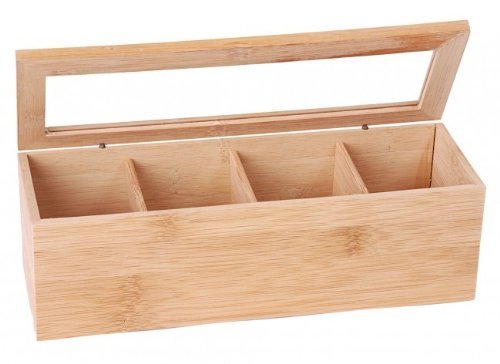 Iosss Wooden Bamboo Tea Box 4 Sections Compartments Container N2