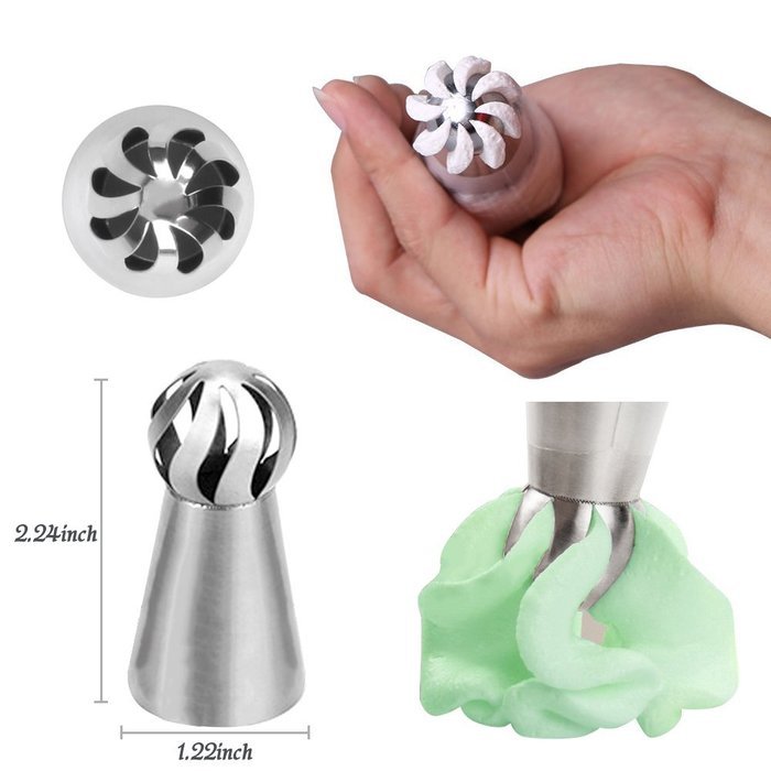 Russian Ball Tips, MCIRCO Cake Decorating Supplies 8-piece Stainless Steel Piping Tips Icing Tips Cookies Macaron... N4