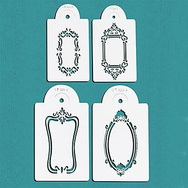 Sher Photo Frames Cake Stencil Set,Cake Top Stencil Decoration,Cake Side Decorating Stencils, N4