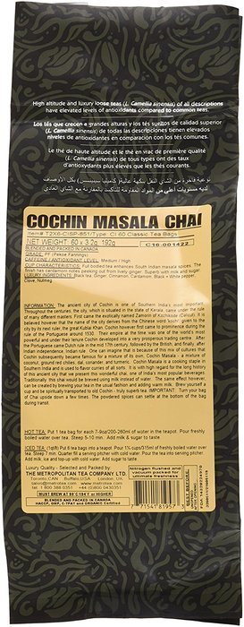 Metropolitan Tea 60 Count Classic Teabags, Cochin Masala Chai N2