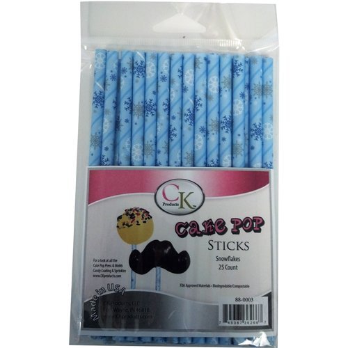 CK Products Cake Pop Sticks Snowflakes, 6-Inch