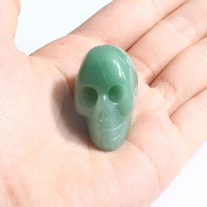 JOVIVI Hand Carved Natural Gemstone Healing Reiki Skull Head Statue Figurine 1.5 inches w/Box (Turquoise) N8