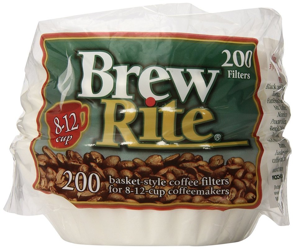 Brew Rite Basket Coffee Filters, 8-12 Cup, White Paper, 200-Count Bags (Pack of 12)