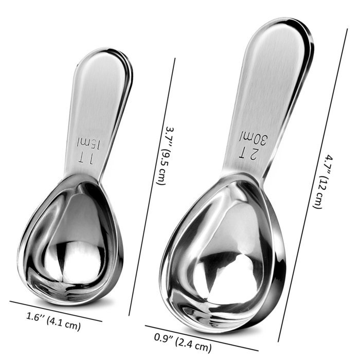 1Easylife Endurance 18/8 Stainless Steel Coffee Scoops Set, 2 Piece Ergonomic Measuring Spoons, 1 Tbsp & 2 Tbsp... N13