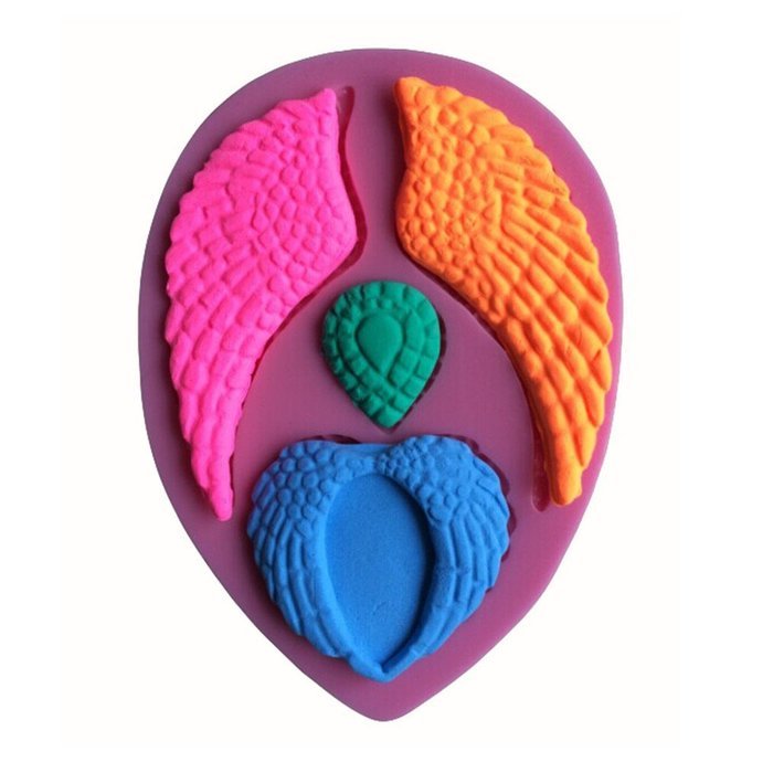 FLYMOR Cake Tools Angel Wings Shape Silicone 3D Fondant Mold,Pink