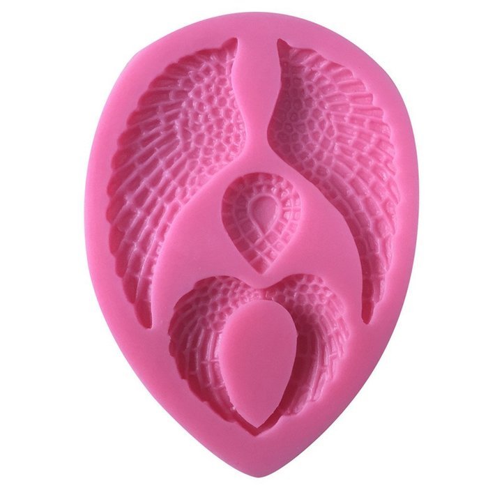FLYMOR Cake Tools Angel Wings Shape Silicone 3D Fondant Mold,Pink N2