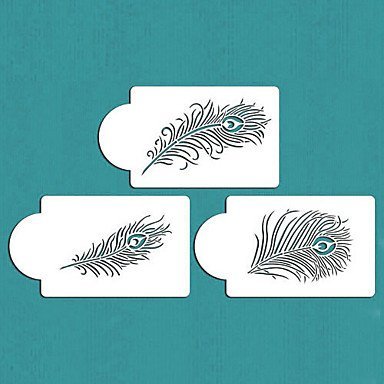 Sher Peacock Feather Cake Stencil Set, Cake top Stencil, Flower Stencils for Decoration N2