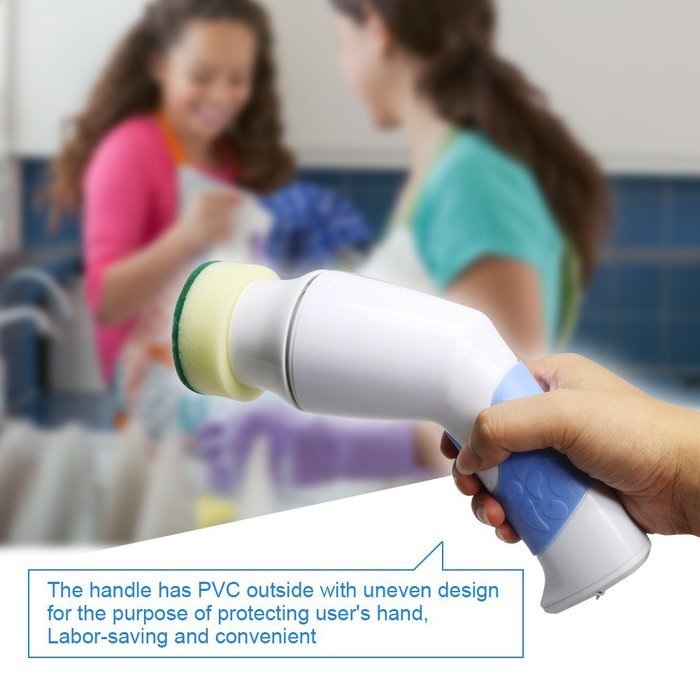 Household Powered Dish Scrubber Set, Cordless Portable Electric Kitchen Brush Blue N5