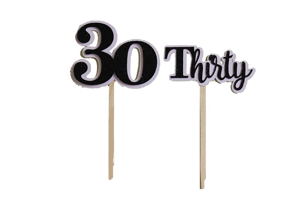 All About Details Black Thirty Cupcake Toppers, Set of 12 N2