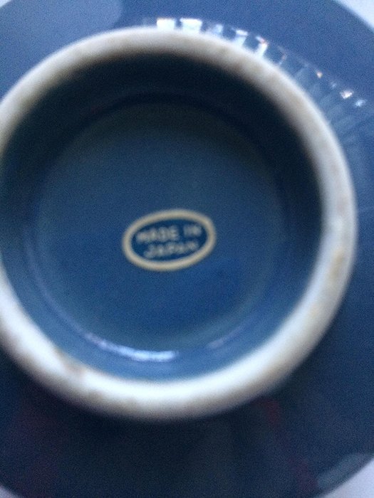 Japanese Tea Bowl, Hand Painted Gray/Blue Ceramic (matcha chawan) N2