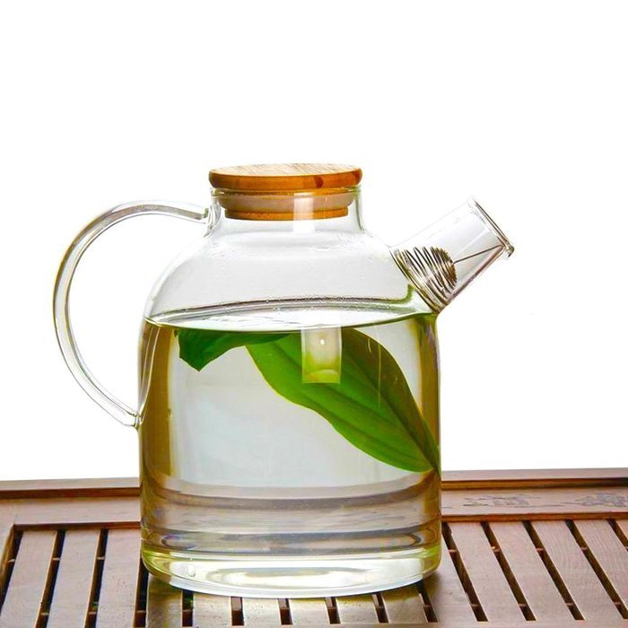 Hiware 60 Oz Glass Water Pitcher with Natural Bamboo Wood Lid, Large Capacity Water Pot with Safe Filter, Glass... N5