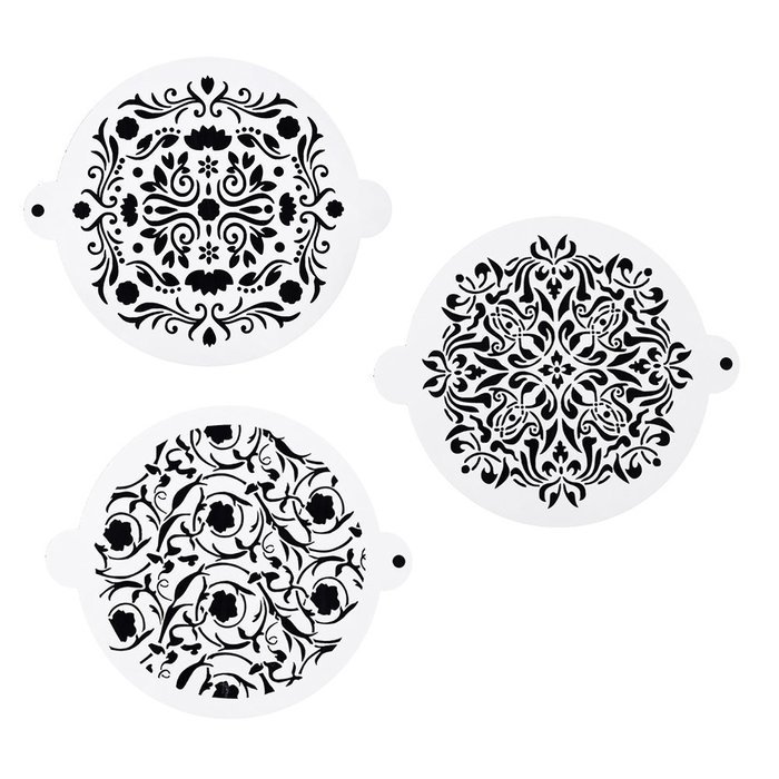 DECORA 16 Pieces Cake Cappuccino Coffee Barista Stencils Templates Strew Pad N22