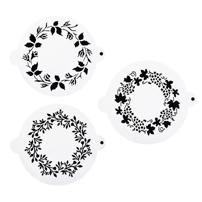 DECORA 16 Pieces Cake Cappuccino Coffee Barista Stencils Templates Strew Pad N26
