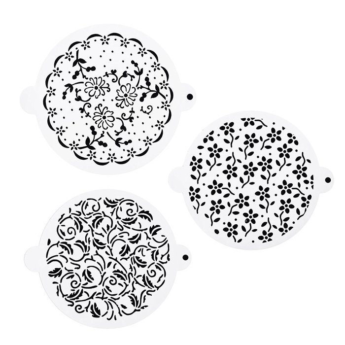 DECORA 16 Pieces Cake Cappuccino Coffee Barista Stencils Templates Strew Pad N28